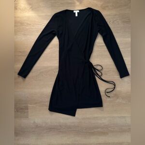 Leith Navy Long Sleeve Wrap Dress